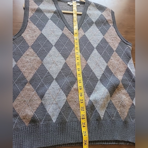 Mister Man Grandpa Sweater Vest Men's Size L Grey Argyle Pattern V-Neck … - Picture 7 of 10